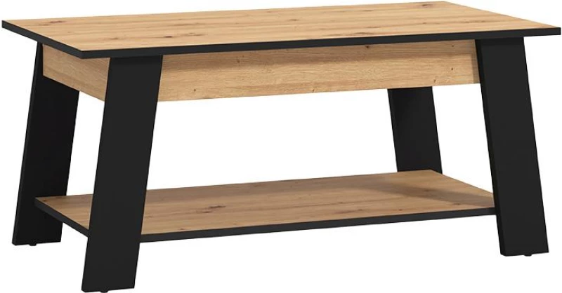 Τραπεζάκι Σαλονιού Piave Artisan Oak-Μαύρο Ματ 101x55x47Εκ