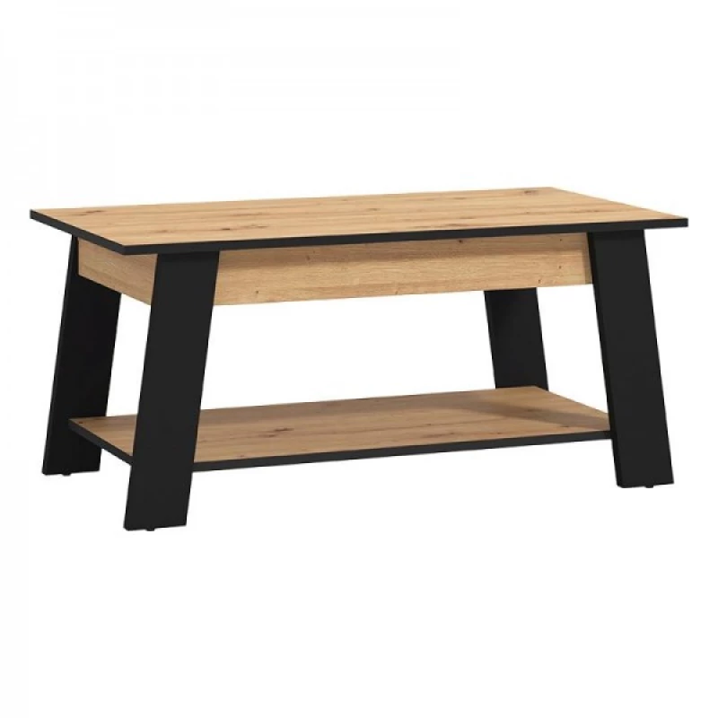 Τραπεζάκι Σαλονιού Piave Artisan Oak-Μαύρο Ματ 101x55x47Εκ