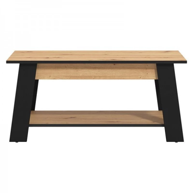 Τραπεζάκι Σαλονιού Piave Artisan Oak-Μαύρο Ματ 101x55x47Εκ