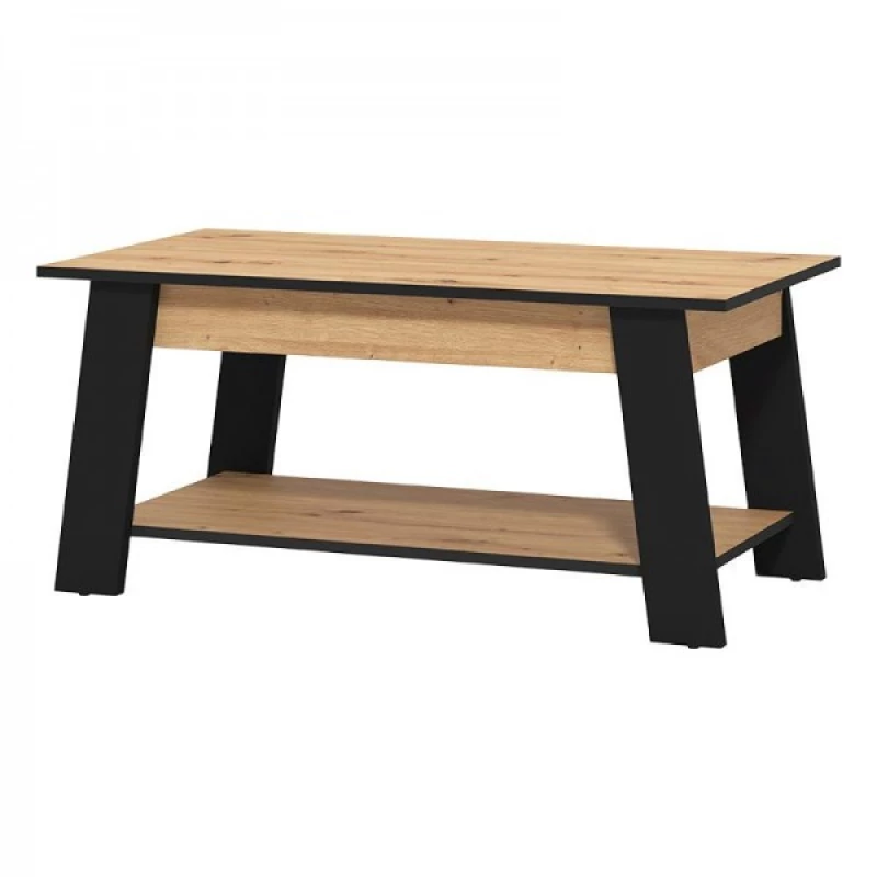 Τραπεζάκι Σαλονιού Piave Artisan Oak-Μαύρο Ματ 101x55x47Εκ