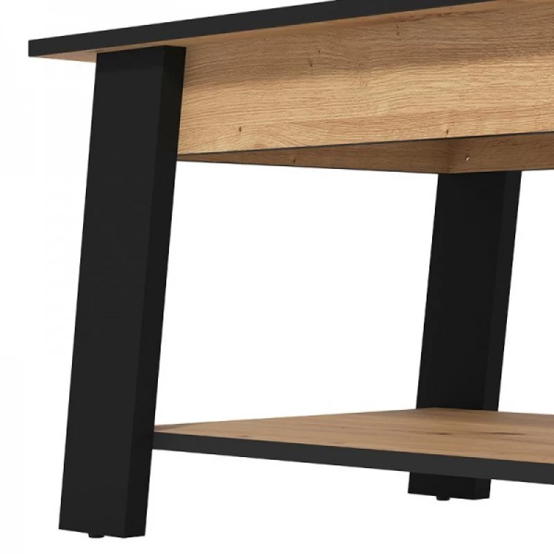 Τραπεζάκι Σαλονιού Piave Artisan Oak-Μαύρο Ματ 101x55x47Εκ
