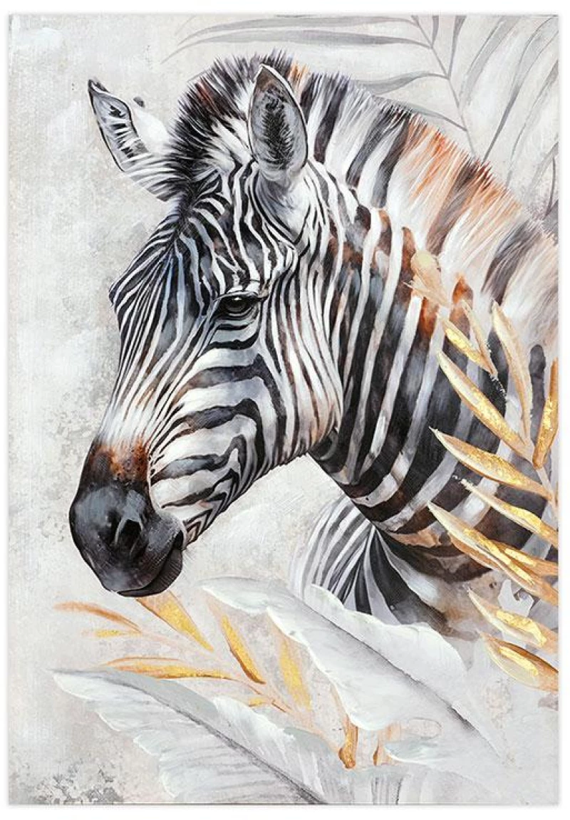 Πίνακας Σε Καμβά Fylliana " Zebra" Γκρι-Μπεζ-Λευκό 70x3x100Εκ