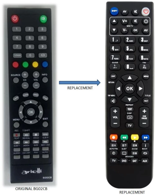 ARIELLI BG02CB REPLACEMENT REMOTE CONTROL