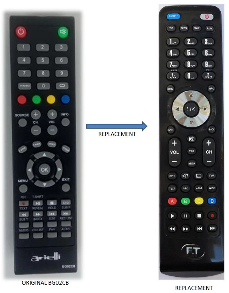 ARIELLI BG02CB REPLACEMENT REMOTE CONTROL