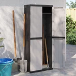 vidaXL Ντουλάπι Αποθ. Εξ. Χώρου Γκρι/Μαύρο 65x37x165εκ. Πολυπροπυλένιο