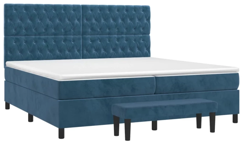vidaXL Κρεβάτι Boxspring με Στρώμα Σκούρο Μπλε 200x200 εκ. Βελούδινο