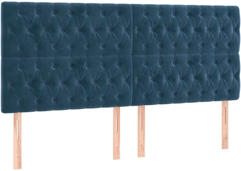 vidaXL Κρεβάτι Boxspring με Στρώμα Σκούρο Μπλε 200x200 εκ. Βελούδινο