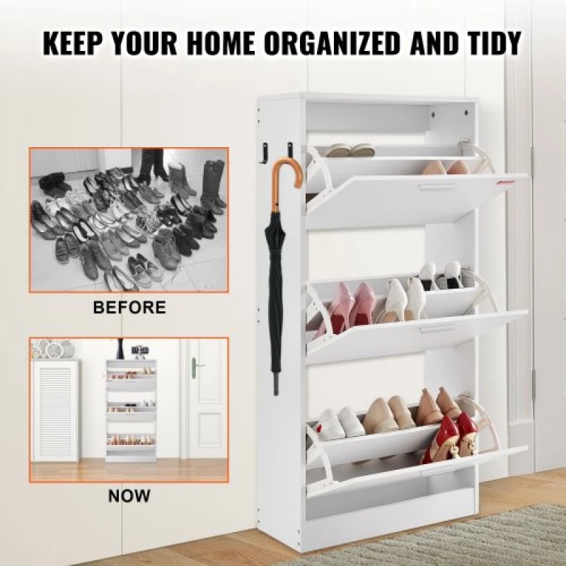 VEVOR Shoe Cabinet with 3 Flip Drawers Shoe Storage Cabinet for Entryway