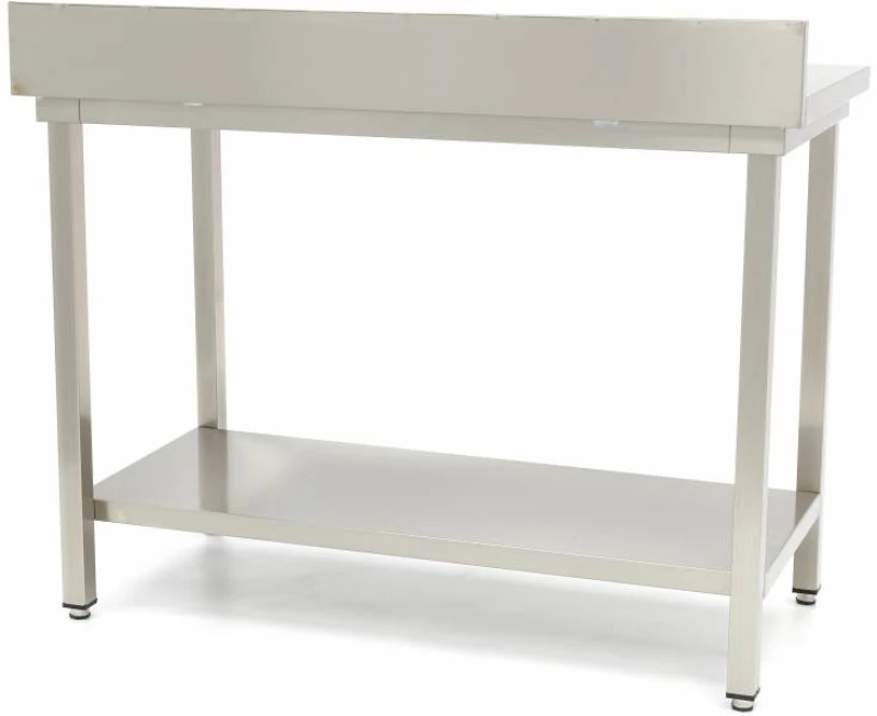 Stainless Steel Table - 140 x 70cm - Adjustable Height - with Backsplash