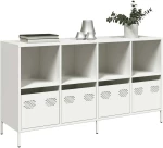 vidaXL Sideboard Λευκό 135x39x73,5 cm Ατσάλι ψυχρής έλασης