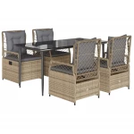 vidaXL Σετ Τραπεζαρίας Κήπου 5 τεμ. Μπεζ Συνθετικό Ρατάν με Μαξιλάρι