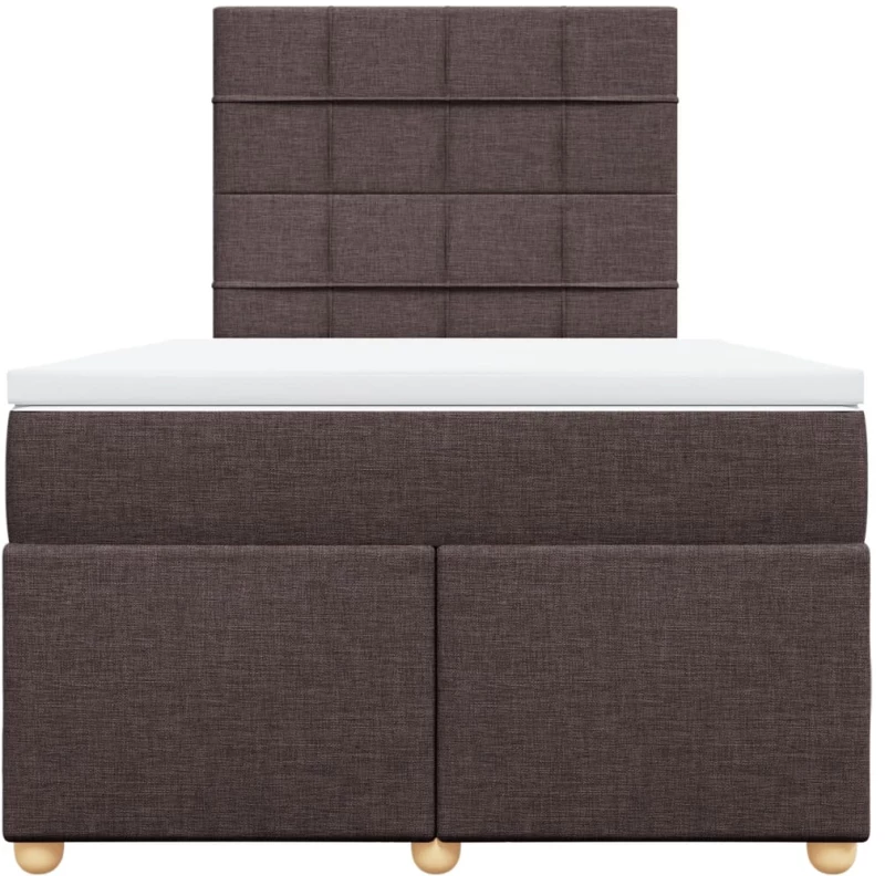 vidaXL Κρεβάτι Boxspring με Στρώμα Σκούρο Καφέ 120x190 εκ Υφασμάτινο