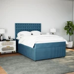 vidaXL Κρεβάτι Boxspring με Στρώμα Σκούρο Μπλε 160x200 εκ. Βελούδινο