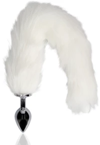 Light-up Fox Tail with Metal Butt Plug - White
