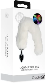 Light-up Fox Tail with Metal Butt Plug - White