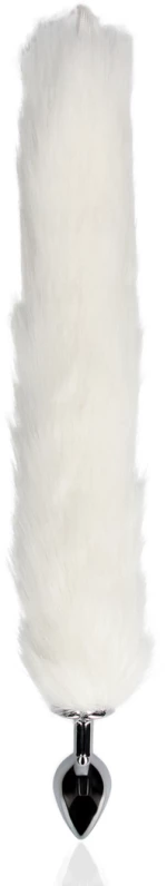Light-up Fox Tail with Metal Butt Plug - White