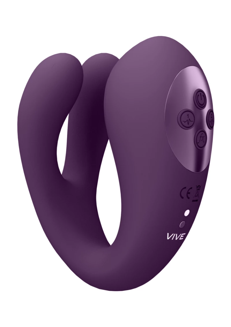 Yoko - Triple Action Vibrator Dual Prongs with Clitoral Pulse Wave Purple