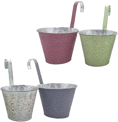 Γλαστράκι-Κασπώ Κρεμαστό Σχέδιο Λουλούδια Φ16x14cm Homie 423093 - ΓΚΡΙ