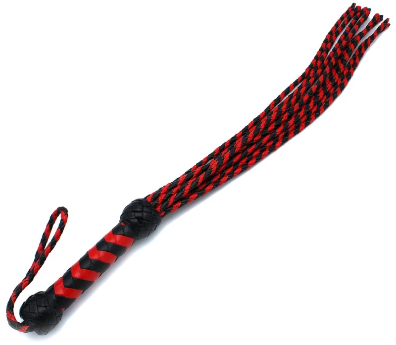 Leather Whip Nine Tails Black & Red