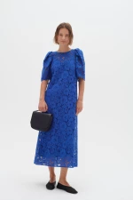 Μπλε ηλεκτρίκ μίντι φόρεμα δαντέλα Nabil Inwear - Μπλε ηλεκτρίκ