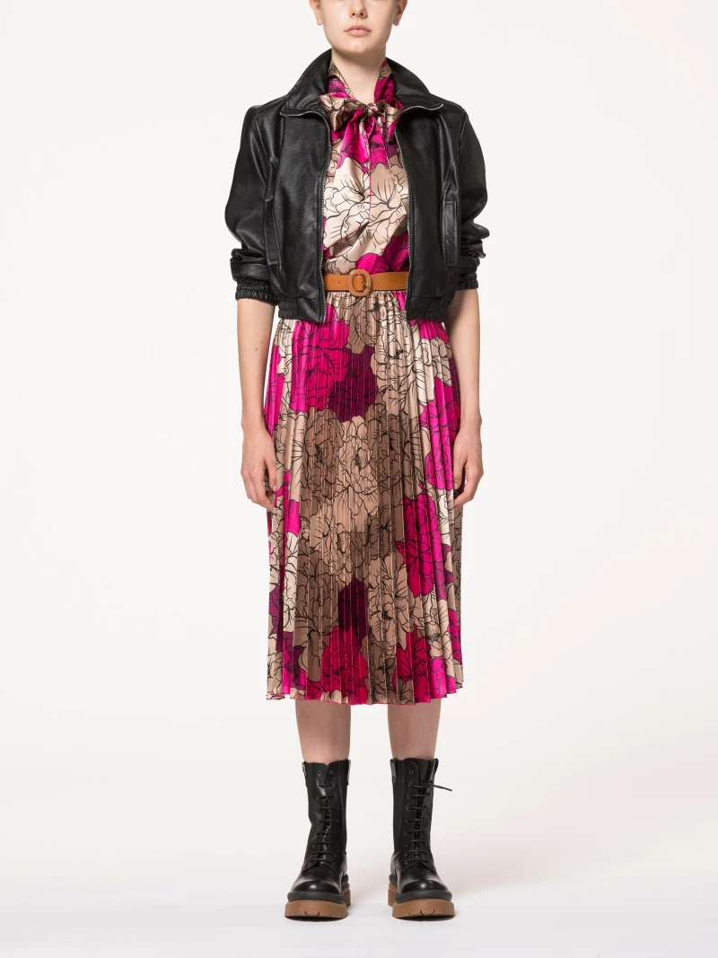 Σατέν μίντι πλισέ φούστα Rinascimento - Φούξια