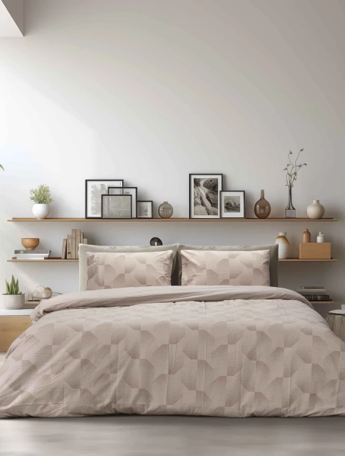 Σετ Σεντόνια BOXY Μπεζ Σετ σεντόνια υπέρδιπλα: 240 x 260 + 2 μαξιλαροθήκες 52 x 72 εκ. MADI