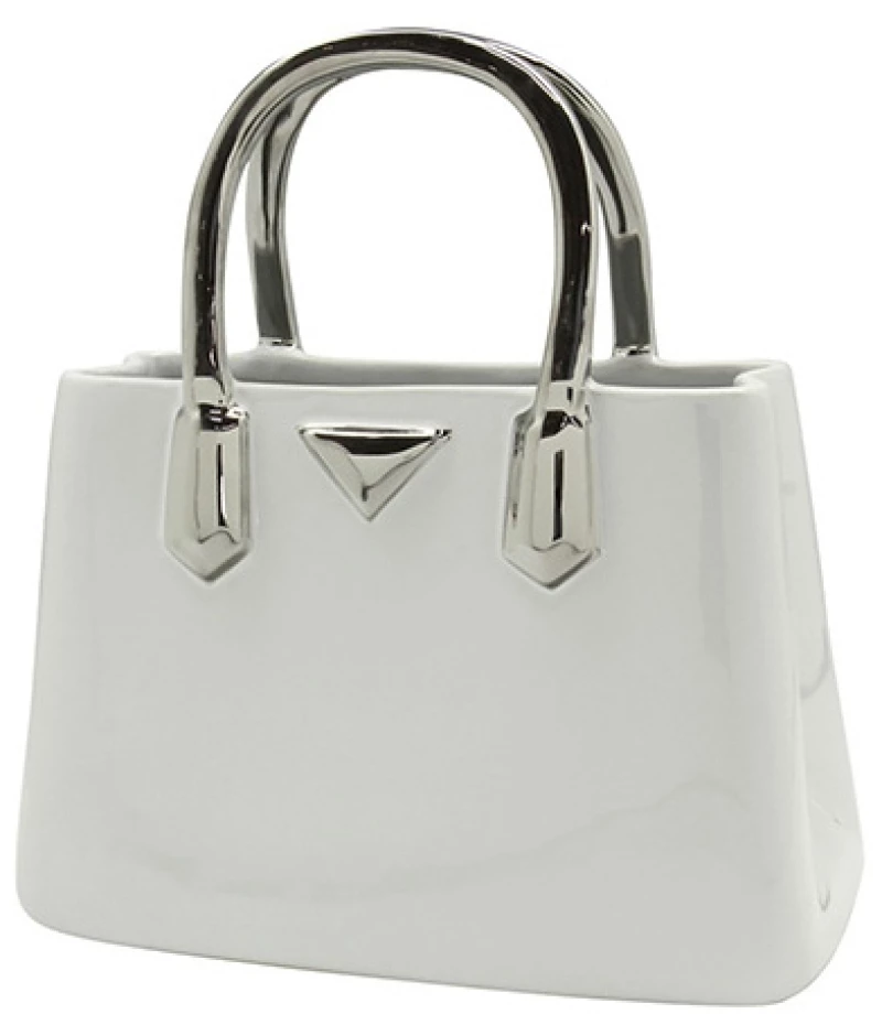 Βάζο Handbag "Milan" Κεραμικό Λευκό PU 24.5x11.5x25.5cm