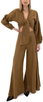 AUGUST WIDE LONGSLEEVE WRAP CROP TOP WOMEN AUGUST ΚΑΦΕ (S25A3021-LIGHT-BROWN)