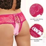 Pink Open Crotch Floral Lace Panty