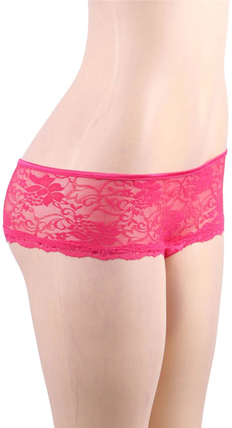 Pink Open Crotch Floral Lace Panty