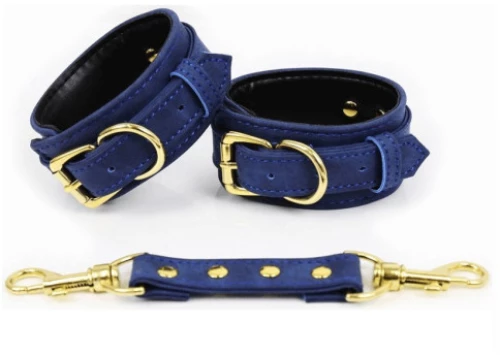 NAUGHTY TOYS Premium Collection Wrist Restraints GOLD BLUE
