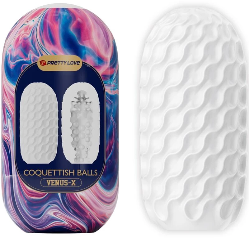 PRETTY LOVE - COQUETTISH BALLS SILICONE MALE MASTURBATOR WHITE