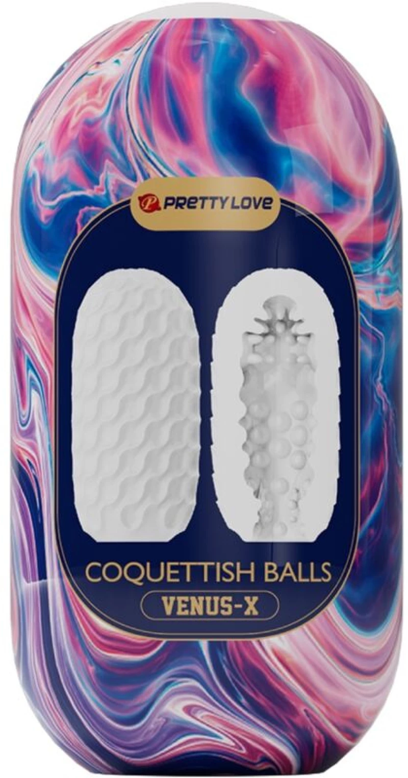 PRETTY LOVE - COQUETTISH BALLS SILICONE MALE MASTURBATOR WHITE