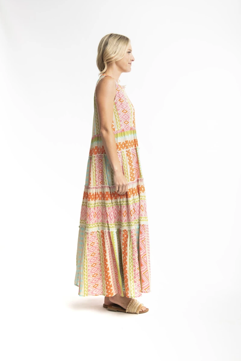 Φόρεμα Maxi Αμάνικο Nicole Escape Print