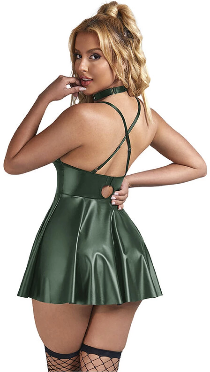 SUBBLIME - 955441 DRESS WITH GREEN LEATHER STRAPS