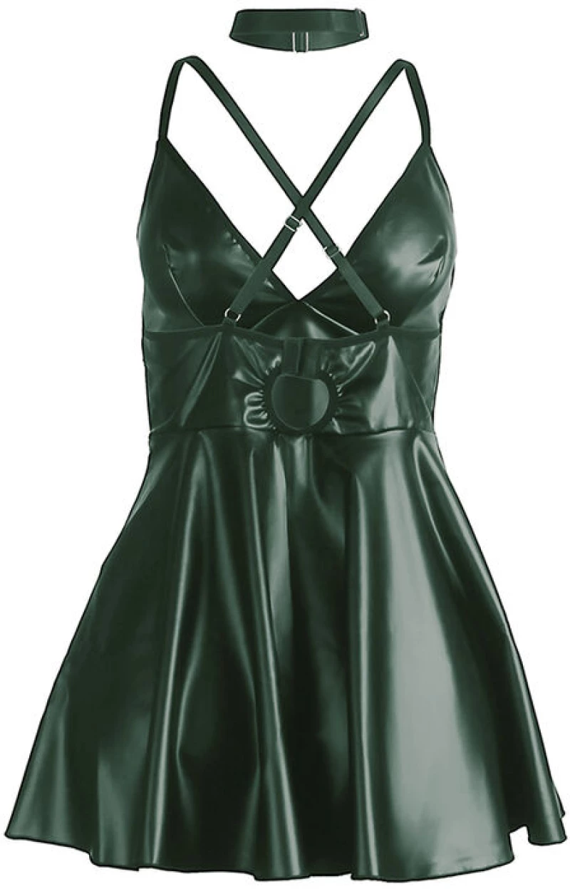 SUBBLIME - 955441 DRESS WITH GREEN LEATHER STRAPS