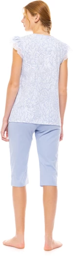 Γυναικεία πυτζάμα Pink Label - ICE BLUE FLEUR - Κάπρι - Με Πατιλέτα - Cotton