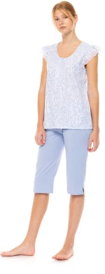Γυναικεία πυτζάμα Pink Label - ICE BLUE FLEUR - Κάπρι - Με Πατιλέτα - Cotton