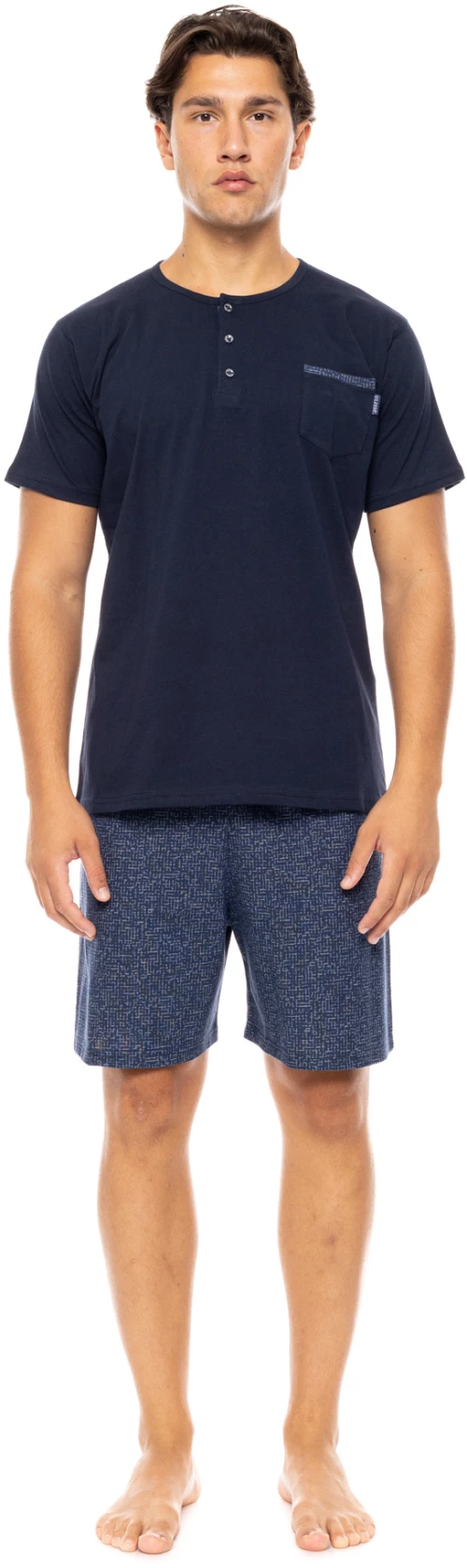 Ανδρική Καλοκαιρινή Πυζάμα Ulisse - 3PCS DEEP BLUE - Mε πατιλέτα  - Cotton
