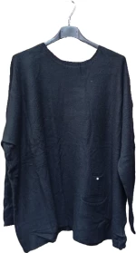 Μπλούζα μάλλινη γυναικεία PLUS SIZE C1303 Μαύρο
