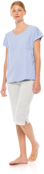 Γυναικεία πυτζάμα Pink Label - Κάπρι - Λαιμόκοψη - Cotton PYJAMA CAPRI PASTEL LEOPARD