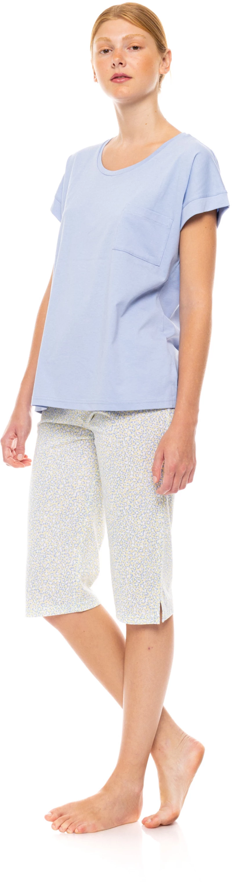 Γυναικεία πυτζάμα Pink Label - Κάπρι - Λαιμόκοψη - Cotton PYJAMA CAPRI PASTEL LEOPARD