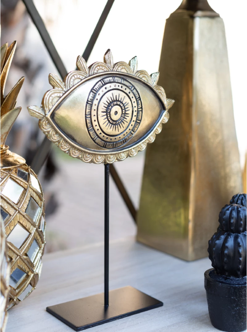 THE EYE ΔΙΑΚΟΣΜΗΤΙΚΟ TOTEM 19x7x30 POLYRESIN ΧΡΥΣΟ ΜΑΥΡΟINTHEBOX