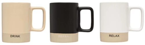 Κούπα κεραμική 3χρώμ. /DRINK/RELAX/REFILL 36cl/12,3x8x10,8cm