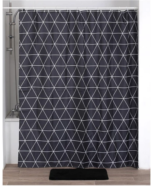 Κουρτίνα μπάνιου μαύρη/λευκοί ρόμβοι 180x200cm