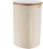 Καλάθι απλύτων polyester εκρού Φ40x60