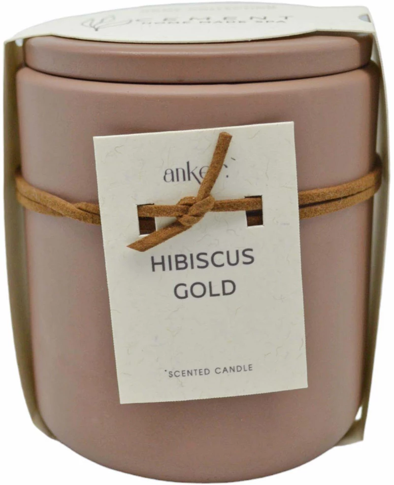 ΑΡΩΜΑΤΙΚΟ ΚΕΡΙ HIBISCUS GOLD ΣΕ ΤΣΙΜΕΝΤΕΝΙΟ ΔΟΧΕΙΟ ΜΕ ΚΑΠΑΚΙ 8,8x8,8x10εκ. ANKOR - Ankor 833092
