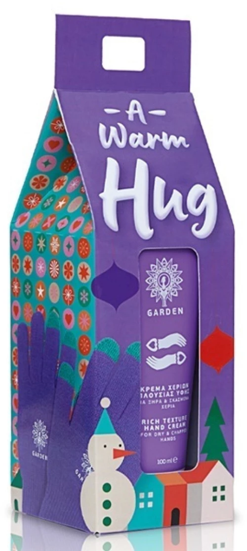 Garden A Warm Hug Festive Set με Κρέμα Χεριών Πλούσιας Υφής, 100ml + Δώρο ένα ζευγάρι Μοβ Γάντια Αφής