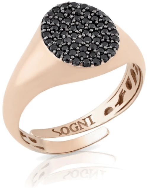 Γυναικείο Δακτυλίδι chevalier SOGNI από ασήμι 925 σε ροζ Gold χρώμα με Μαύρο Ζιργκόν AN076RN