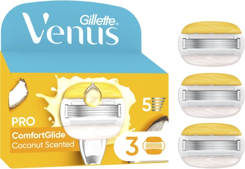 Venus - Gillette Venus Pro ComfortGlide Coconut Olay Razor Blades - Yellow/White - 3 pcs / Health and Personal Care
